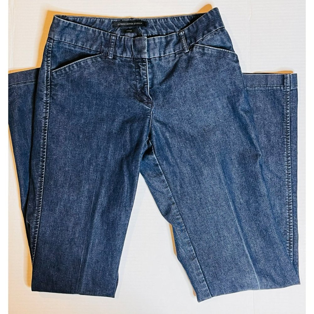 Express Vintage Indigo Editor Dress Flared Leg Jeans 2